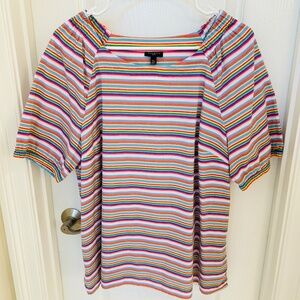 Talbots Multi-Colored Square Neck Top, Size Petite XL